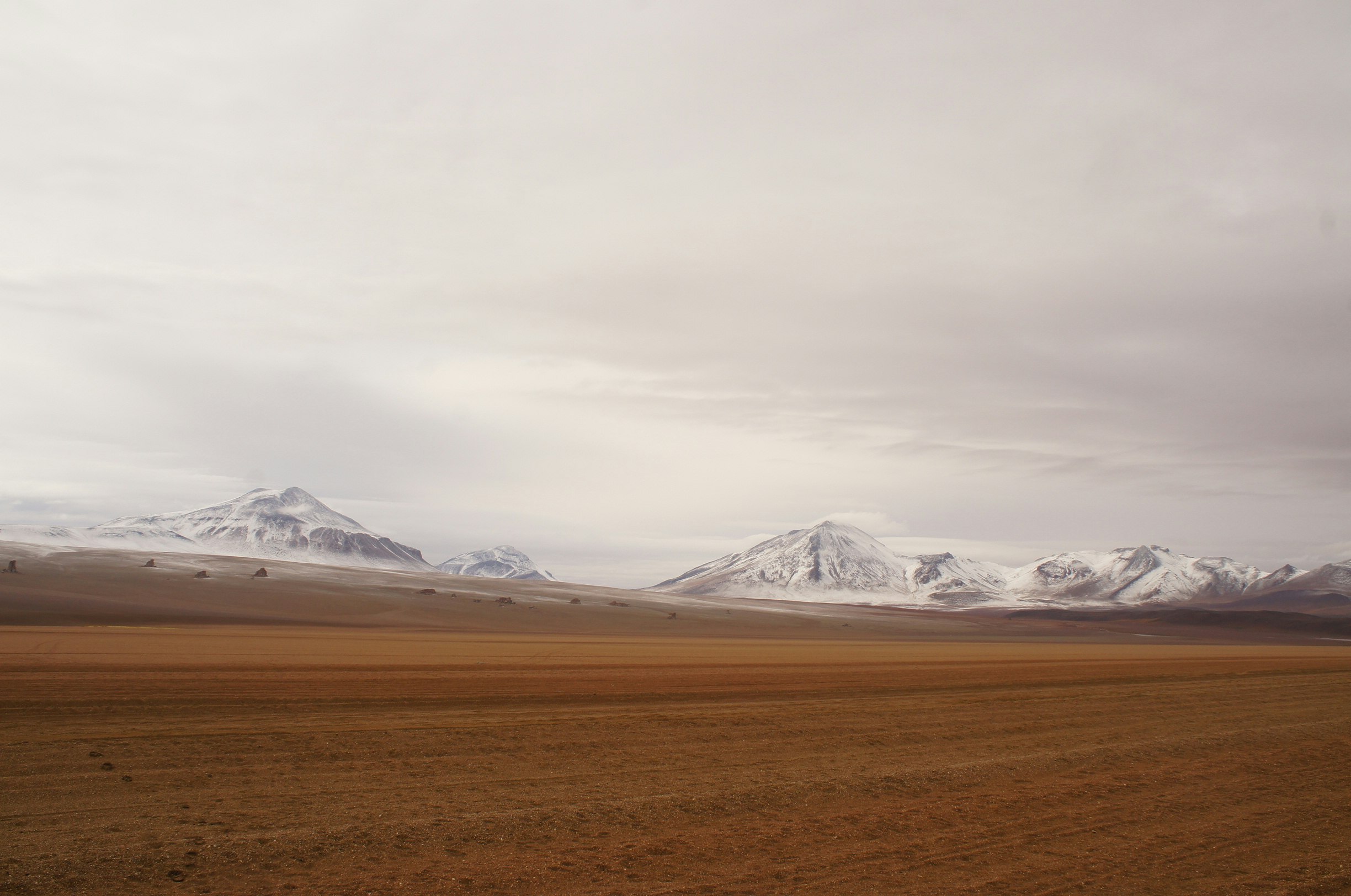 white mountains under gray sky during day